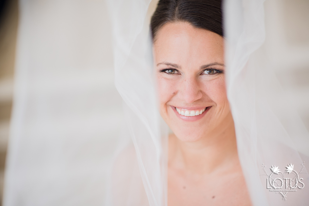 Close up of bride with natural makeup.