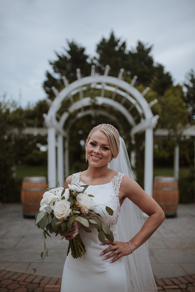 Beautiful bride with bouquet.